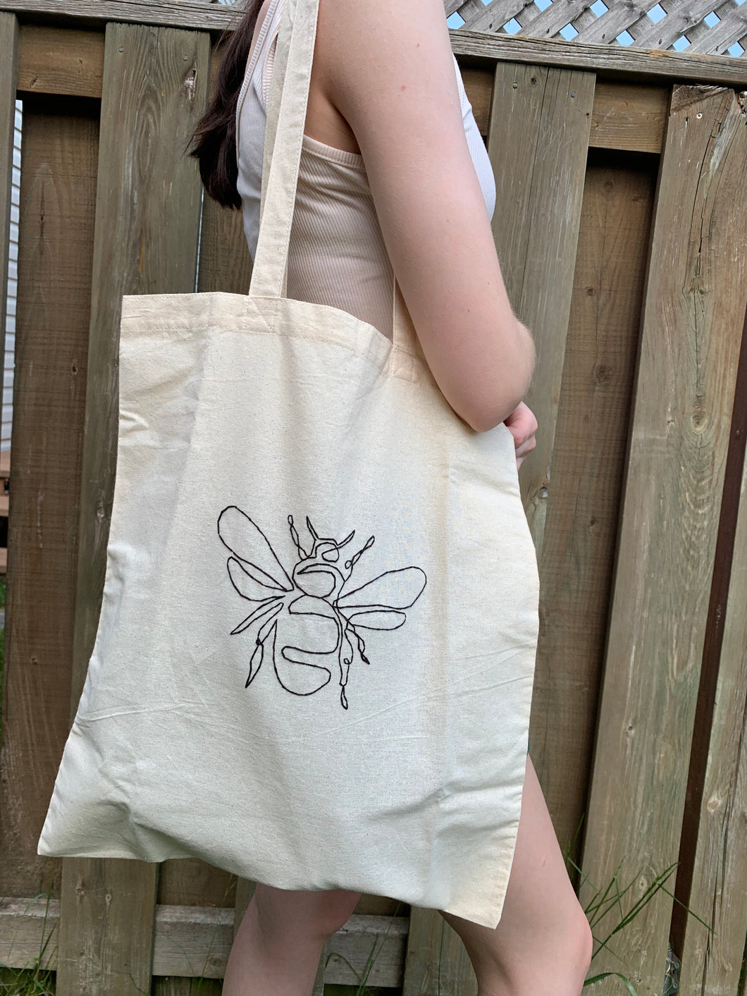 Embroidered Bee Tote Bag
