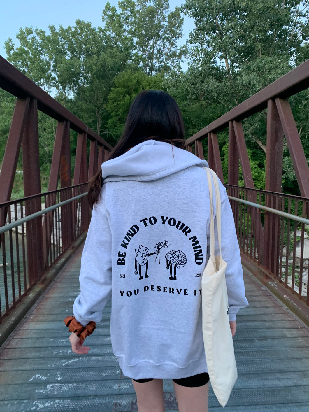 Be Kind to Your Mind Zip Up Sweater - Ash Grey