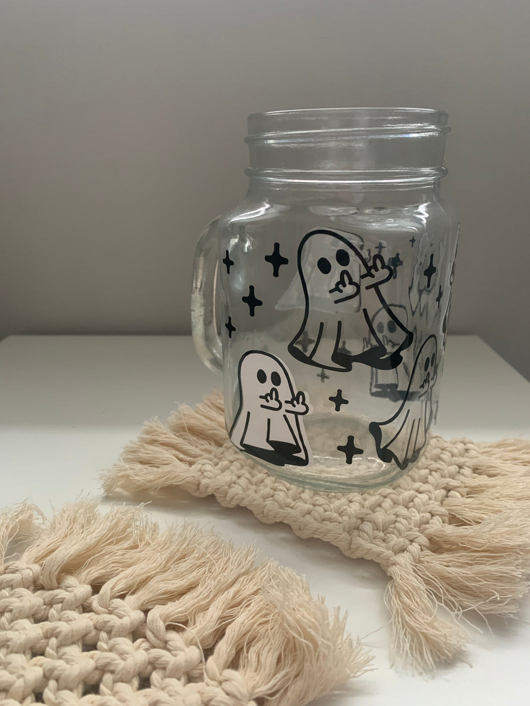 Middle Finger Ghosts Glass Mug